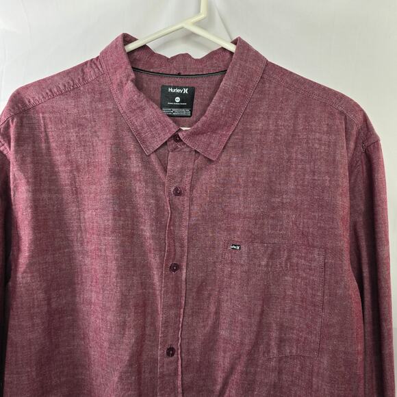 Hurley Men's Salmon Pink Button-up Shirt Size XXL - Picture 2 of 9